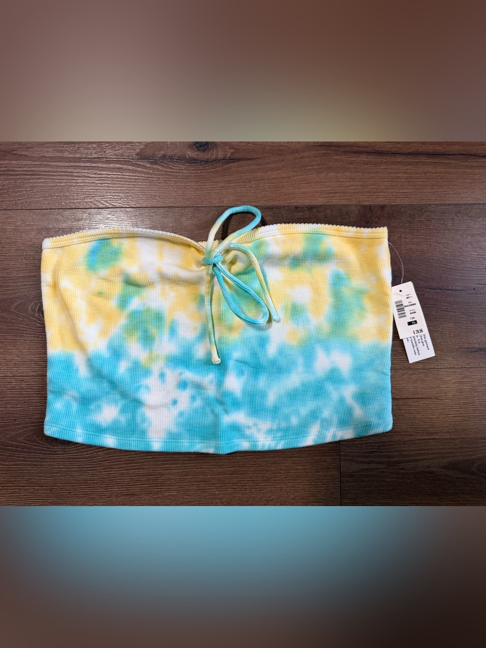 NWT Sz XL Women’s Aéropostale Tie-Dye Convertible Halter/Tube Top (Yellow/Aqua)